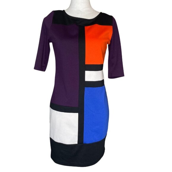 O'Stin Studio Women's Colorblock Mini Dress Date Night Business Casual Sz M - Picture 2 of 7